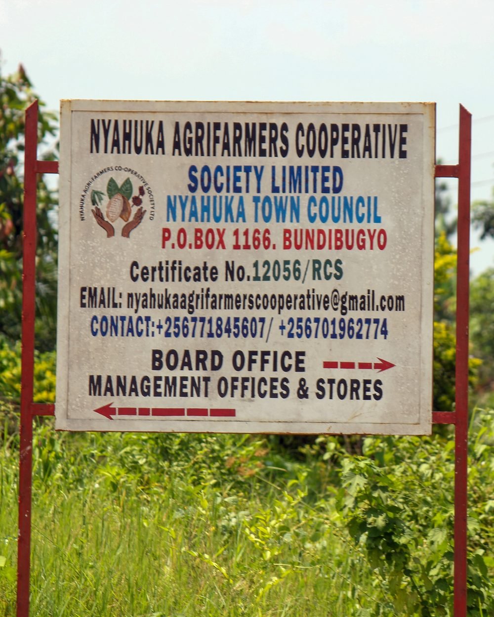 The Nyahuka Agrifarmers Cooperative Society signboard